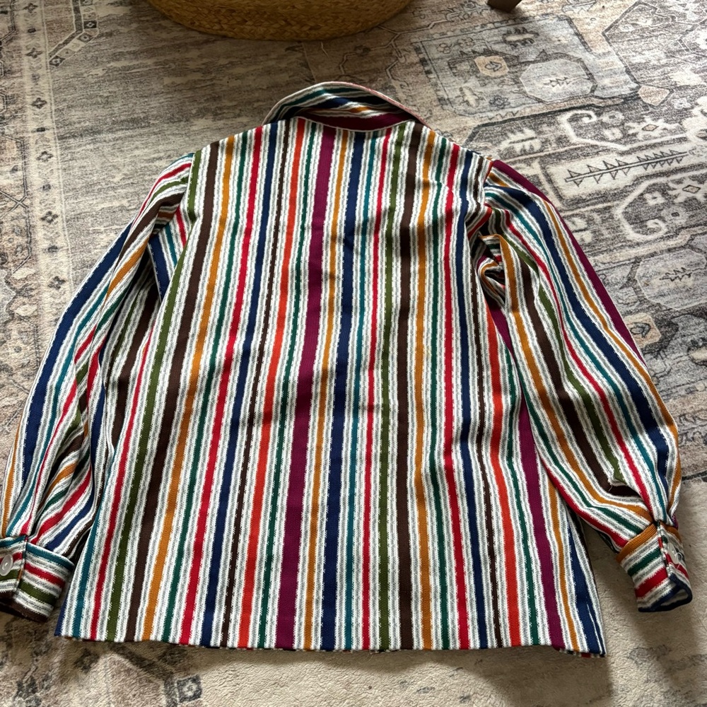 Vintage 70s striped long sleeve shirt size M multi color - Picture 7 of 10